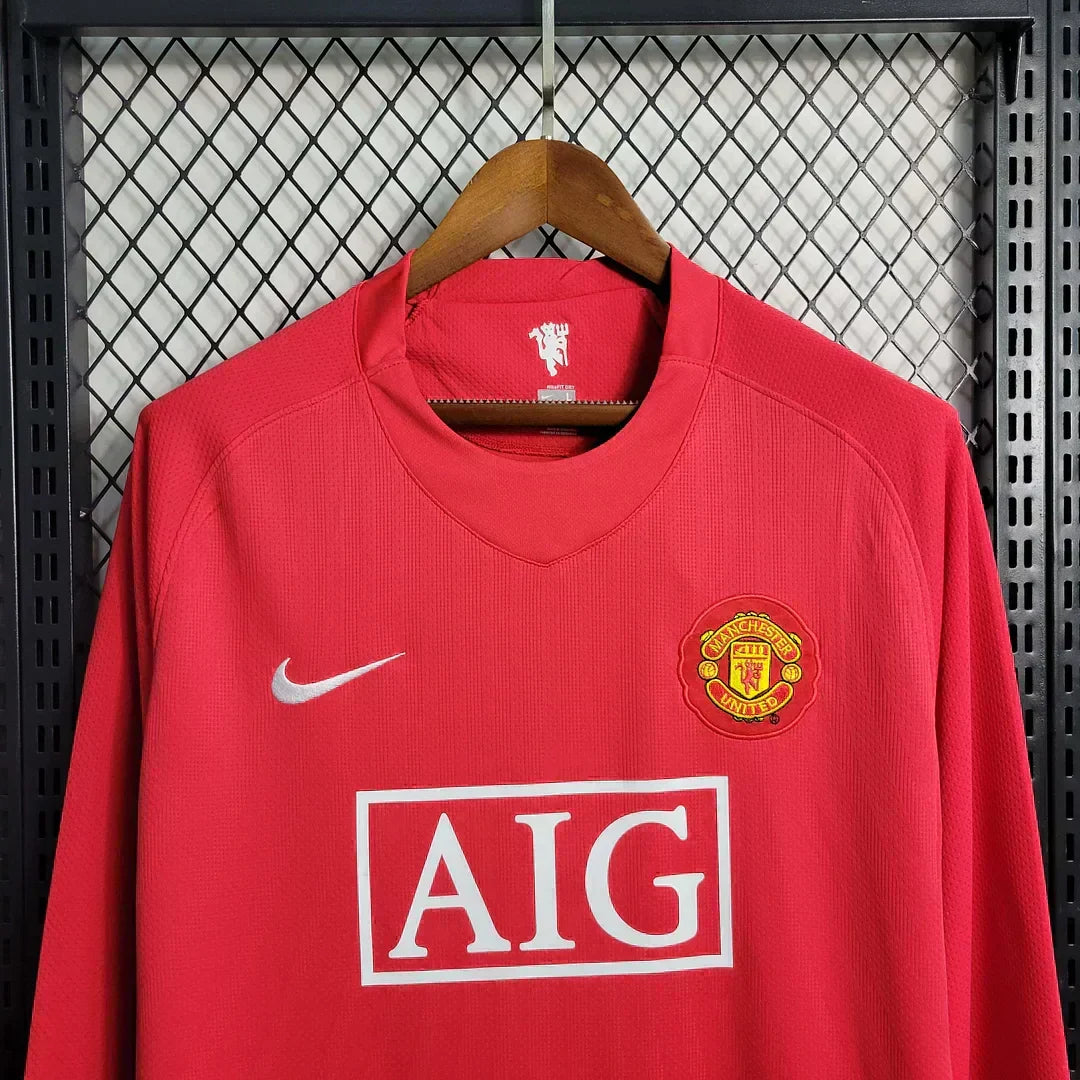 Manchester United Retro 2007-2008 Local Kit Manga Larga